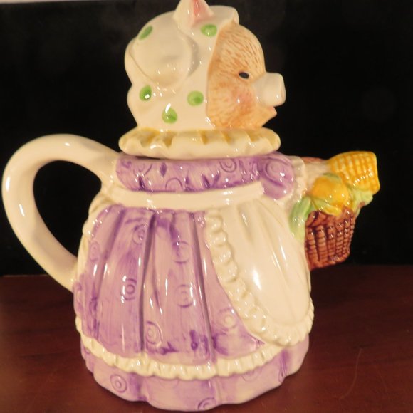 Heritage Mint DECORATIVE PIG Teapot 7" High (103C) - Picture 4 of 7